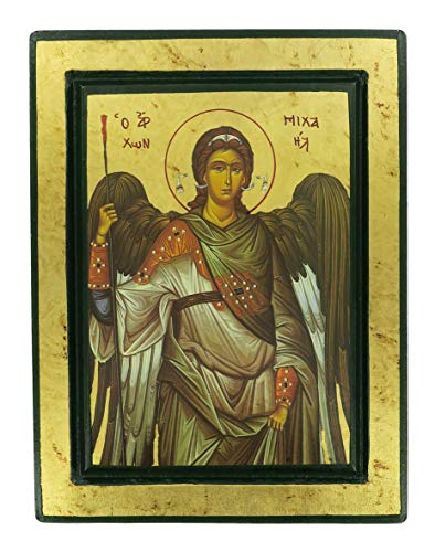 Ferrari & Arrighetti Icono bizantino del Arcángel Miguel (Litografía sobre madera) 20 x 25 cm