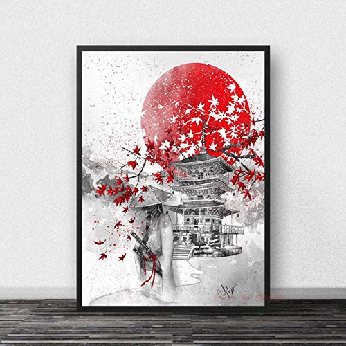 Tinta Zen Japonesa Bonsa Bushido Samurai Carteles E Impresiones Lienzo Arte Pintura Cuadros De Pared para Decoración De Sala De Estar Cuadro En Lienzo Sin Marco 50X70Cm -A1839