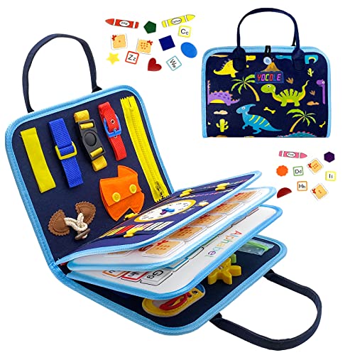 YOCOLE Busy Board Toddler, 5 Capas Juguetes Montessori, Portátil Tablero Activity Board Sensorial Montessori, Aprende a Vestir Educación Temprana para Niños, Apto para 3 4 años
