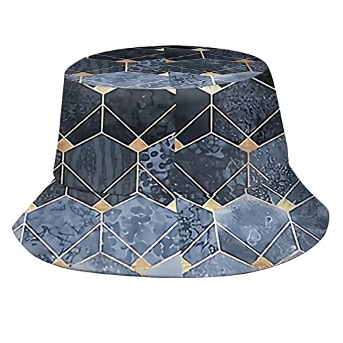 QQIAEJIA Sombreros de pescador geométricos de mármol negro blanco gris degradado sombrero de pescador al aire libre plegable para mujeres y hombres, Como se muestra en la imagen, Talla única