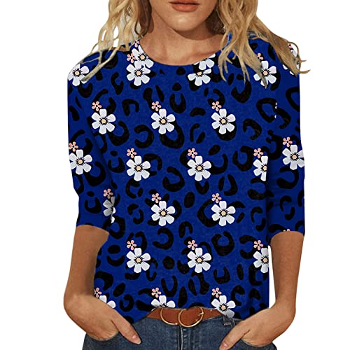 Camisas de Manga de Primavera Tops Blusas 3/4 Casual Cómodo Redondo Cuello para Mujer Blusa Suelta de de Verano para Mujer Camiseta De Seda Mujer Camisetas Dibujos Camisetas Mujer Manga Corta Marca