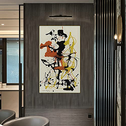 Jackson Pollock 《Número 26,1949》 Lienzo abstracto Pinturas al óleo Cuadros de arte Arte de la pared para la decoración del hogar de la sala de estar y el dormitorio (80x133cm) sin marco