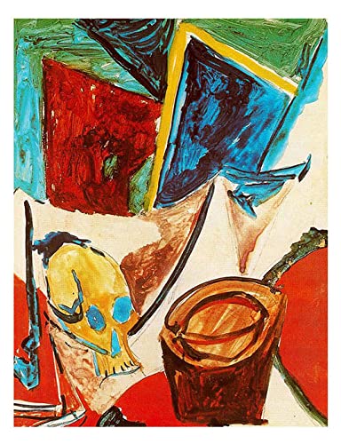 Composición con calavera de Picasso Pintura Modernista Cubista Cuadros Decoracion Salon, Lienzos Cuadros Decoracion Dormitorios Hogar Decoración de Pared Cuadro y láminas(30x39cm 12