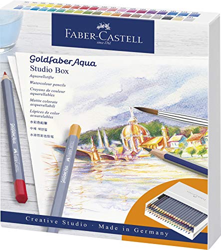 Faber-Castell Goldfaber Aqua 114616 - Lápices de acuarela (38 unidades, incluye accesorios), multicolor