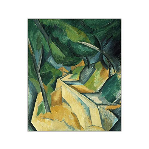 Lienzo arte pintura al óleo impresión Georges Braque 《 camino cerca de L'estaque 》 cuadro de arte decoración de pared moderna decoración para sala de estar 60x72cm sin marco