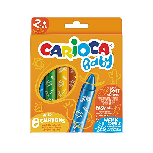 Carioca Baby Wild Crayons | 42892 - Ceras Blandas para Niños a Partir de 24 Meses, 8 Unidades