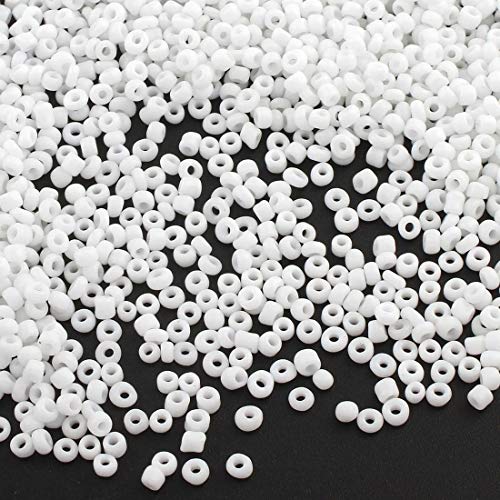 6500 cuentas de cristal opaco, 2 mm, mate, 11/0, perlas Pony, perlas opacas, color a elegir (blanco)