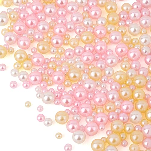 Craftdady 250Pcs/20g Faux Acrylic Pearls No Hole Mini Round Pearl Balls 2~4mm for Nail Art UV Resin Fillers Wedding Decors Crafts Jewellery Making, Pink