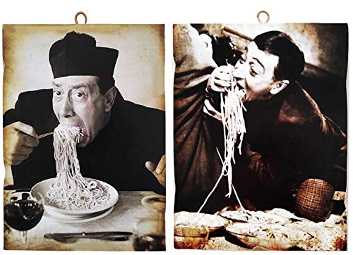 KUSTOM ART Juego de 2 cuadros estilo vintage de los famosos «Totò y Don Camillo», impresión sobre madera, para decoración de restaurantes, pizzerías, tractores, bares, hoteles, locanda