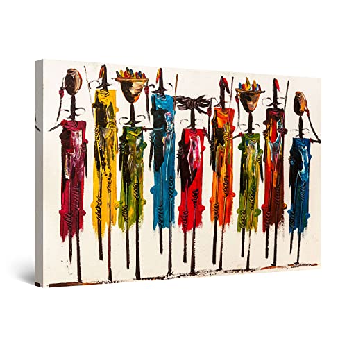 Startonight Cuadro Moderno en Lienzo Para Salon - Tribu Africana - Pintura Abstracta Decoración Grande 80 x 120 cm