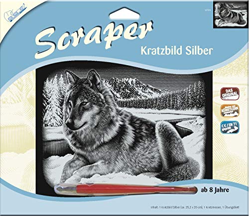 Mammut 137 011 - Raspador tamaño de la Imagen de Scratch - Wolf, 20 x 25,2 cm, Plata