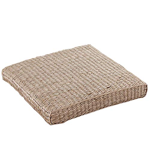 DALIAN Cojín de asiento de paja | Cómodo cojín de suelo de tatami – Relajante alfombra de yoga de ratán de estilo japonés para asientos exteriores