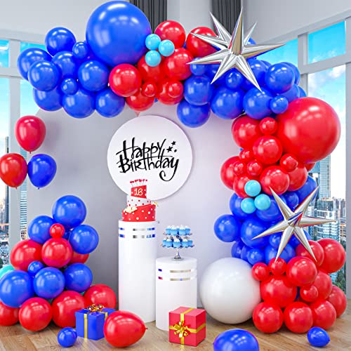 Arco de Globos Rojos y Azules, 89 Piezas Guirnaldas de Globos Rojos y Azules Con Rojos y Azules Para El Día de la Independencia, Graduación, 4 de Julio, Decoraciones de Fiestas NáUticas de BéIsbol