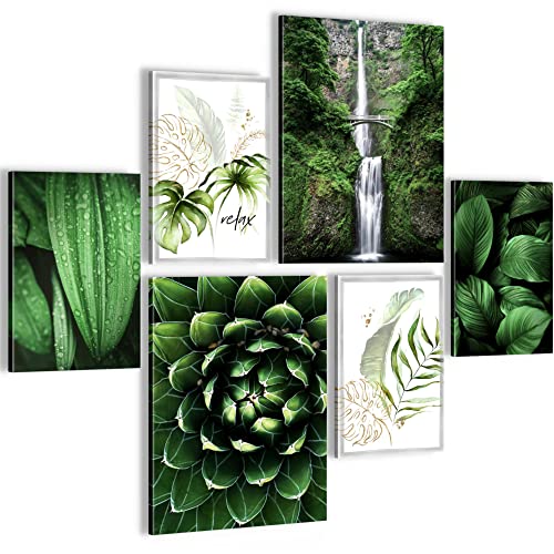 Cuadros Cascada de hojas verdes - CON ESTILO, SIN NECESIDAD DE MARCO - Moderne Collage Planta - Salón dormitorio - N004063a