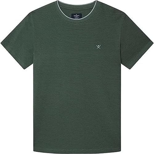 Hackett London Camiseta de Punto Texturizado, Verde Oscuro, M para Hombre