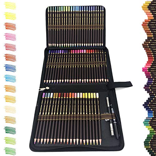 ZZONEART Set de 72 Lapices de Colores Profesionales, Material de Dibujo y Bosquejo, Incluye Caja de Cremallera Portátil, Ideal para Adultos y Niños