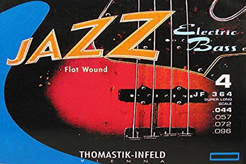 Thomastik Cuerdas para Bajo Eléctrico Jazz Bass Serie niquel entorchado plano juego 4 cuerdas JF364 escala extra larga 36