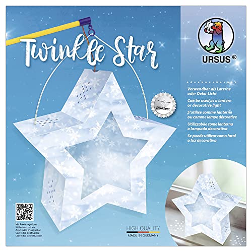 Ursus 18770005 Twinkle Star Snow - Kit de Manualidades para una Estrella Que se Puede Utilizar como Farol o luz Decorativa, Ideal para San Martin, mudanza, farolillos o decoración otoñal
