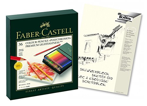 110038, 36er Atelierbox con lápiz Faber-Castell 119065 - Castell 9000, 12er tipo Set, de contenido 8B - 2H con Estompe y Radierstift), 36er Atelierbox | POLYCHROMOS, 1