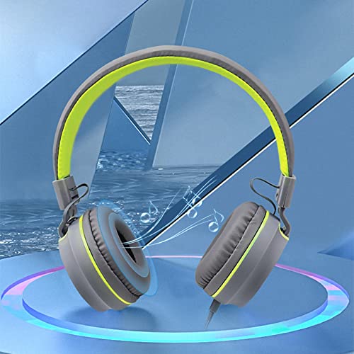 Stereo Gaming Headset with Microphone Bass Surround HiFi Stereo Sound 40MM Steel Magnetic Speakers Soft Sponge Earmuffs for Online Learning Home Office Gaming Computer Phones (Light Green One Size)