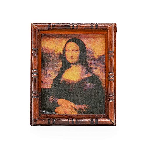 Odoria 1/6 Miniatura Pintura de Mona Lisa con Marco de Madera Decorativo para Casa de Muñecas