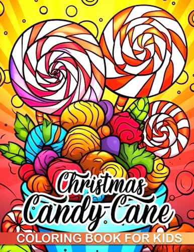 Christmas Candy Cane Coloring Book For Kids: 30 pages of Christmas-themed coloring fun in this cute gift, perfect for white elephant or stress relief. Ideal Christmas present.