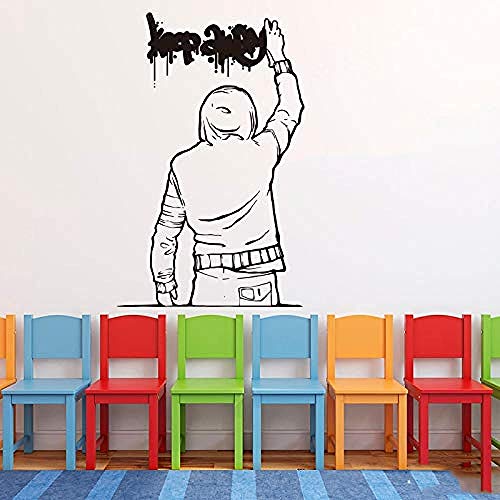 Manténgase alejado de los graffitis de la pared Pegatinas de pared juveniles urbanos para jóvenes Graffiti de guardería infantil lejos de las calcomanías de pared decoración del dormitorio 70 * 45cm