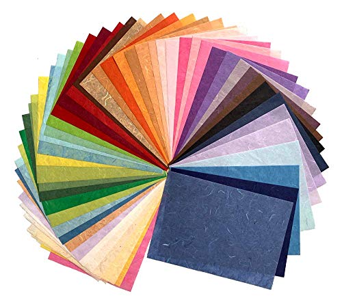 50 hojas de colores mixtos A4 finas hojas de papel de morera de fibra natural de papel de seda de arte washi diseño de arte arte origami proveedores fabricación de tarjetas