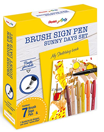 Pentel SES15C Brush Sign Pen Sketching Set Sunny Days & cuaderno