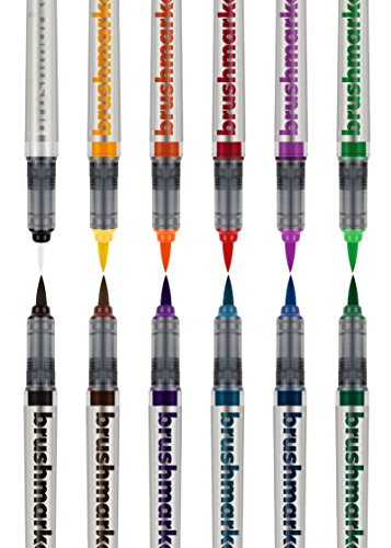 KARIN 27C1 Pro Basic Colours Juego de 12 rotuladores de punta redonda, incluye difuminador