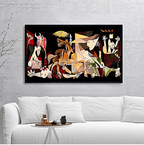 Rumlly Famoso Picasso Guernica Art Canvas Painting Reproducciones Carteles de pared e impresiones Cuadro decorativo grande para sala de estar 60x120cm Sin marco