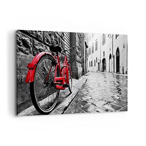 ARTTOR Cuadros sobre lienzo Ciudad Arquitectura Bicicleta 120x80cm Lienzos decorativos Cuadros decoracion Cuadro salon Cuadros modernos Cuadros decorativos Wall art decorativo AA120x80-3186