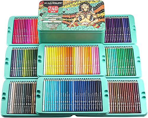 240 Lapices de Colores Profesionales, Numerados, con Caja de Metal, Lapices Colores para Niños Adultos Colorear Dibujo Esbozos, Núcleo blando Set de Lápices de Colores