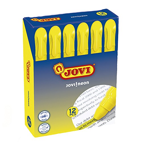 Marcador de cera gel jovi fluorescente amarillo caja de 12 unidades