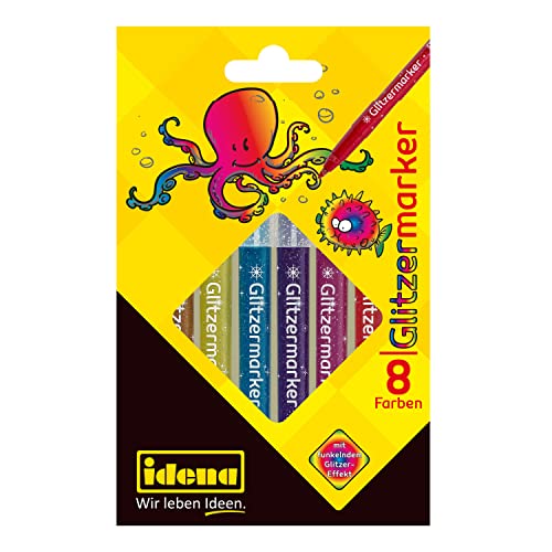 Idena 60053 - Marcadores de purpurina, estuche de 8, en colores surtidos