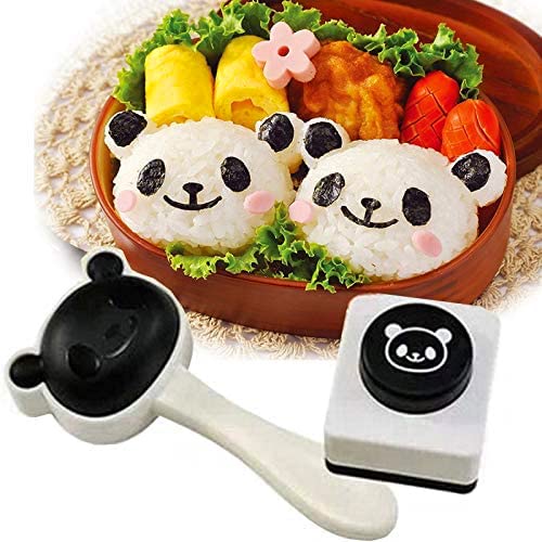 Velidy Bento Accessories - Molde para bolas de arroz, diseño de panda de dibujos animados, cortador de algas marinas Bento Nori, molde de arroz para niños, herramientas de cocina