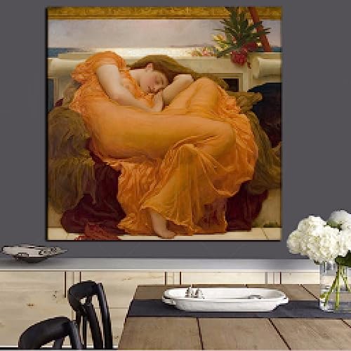 ANFOE Tamaño grande Impresiones en HD Pintura desnuda realista Mujer durmiendo sobre lienzo Póster Imagen de arte de pared Pintura de pared para sala de estar 60x60 cm sin marco