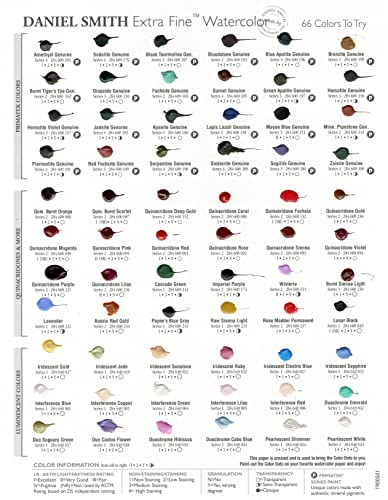 Daniel Smith : 66 Dot Hand Painted Watercolour Paint Chart