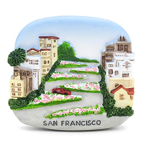 Lombard Street San Francisco California EE.UU. América Imán de resina pintado a mano en 3D Golden Gate Bridge Isla de Alcatraz Golden Gate Park PIER 39 Palacio de Bellas Artes Twin Peaks