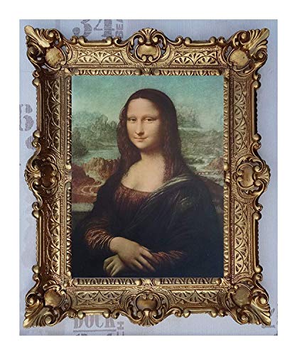 Leonardo da Vinci Mona Lisa - Cuadro de pared con marco barroco dorado (56 x 46 cm)
