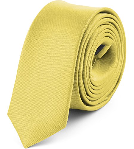 Ladeheid Corbatas Estrechas Diversidad de Colores Accesorios Ropa Hombre SP-5 (150cm x 5cm, Canario Amarillo)