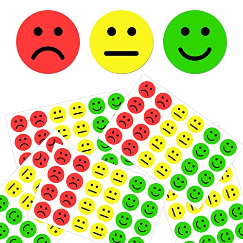 1440 pegatinas de estado de ánimo alegres y tristes, pegatinas sonrientes, pegatinas rojas, amarillas y verdes, 2,5 cm, adecuadas para diario