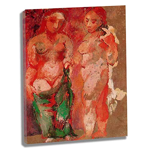 Pablo Picasso《mujeres desnudas》Cuadro Decorativo pintura al óleo Lienzo Impresión arte de pared estirado y enmarcado listo para colgar para decoración del hogar（85x111cm）33x44inch,Enmarcado