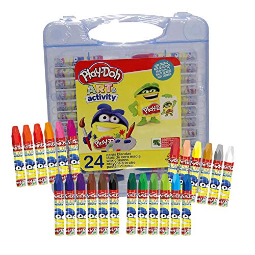 Play Doh, Ceras Blandas de 24 Colores Variados Para Niños, Material Escolar para Colorear, (CyP Brands)