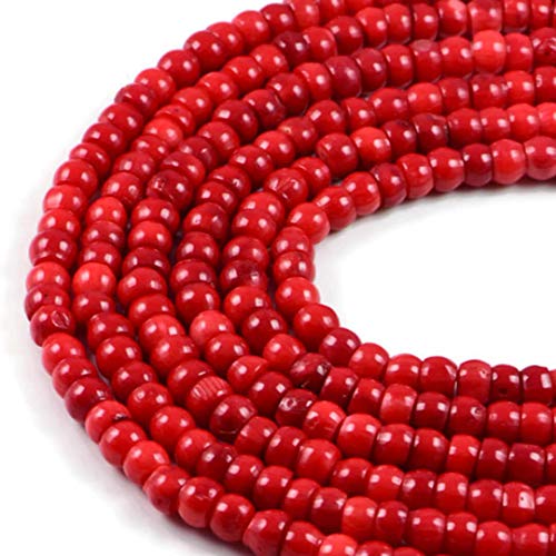 Cuentas semipreciosas de coral rojo de 4 a 7 mm, piedras preciosas redondas de 44,5 cm, cuentas para hacer joyas AqBeadsUk