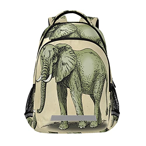 Lona Poliéster Eiffel Toalla Rosa Mochila Casual Mochila Mochila Viaje Escuela Universitaria Librero para Hombres Mujeres Niños, Elefante Dibujo Pergamino 2, large