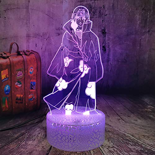 Jinlycoo Sasuke Bros Itachi Luz de Noche 3D Iluminación óptica LED Lámpara de Mesa para Ni?os Bebé Ni?o Dormitorio Decoración Luz de Estado de ánimo Navidad Cumplea?os Luz Regalo