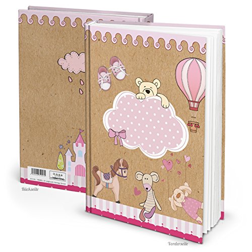 Logbuch-Verlag Diario de bebé, mi primer diario niña diseño rosa y marrón DIN A4 tapa dura de hoja blanca con 136 páginas - libro del recién nacido