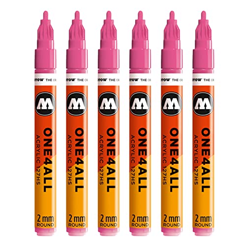 Molotow One4All 127HS #225 Rotulador, 6 unidades, 2 mm, color rosa fluorescente 2 mm