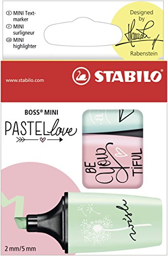 Marcador pastel STABILO BOSS MINI PASTELlove - Estuche con 3 colores